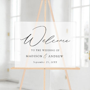 Moderne, elegante Script Wedding Willkommen Mattie Acrylschild