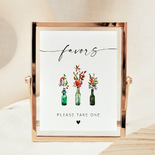 Moderne elegante Script-Wildblumen favorisieren Poster