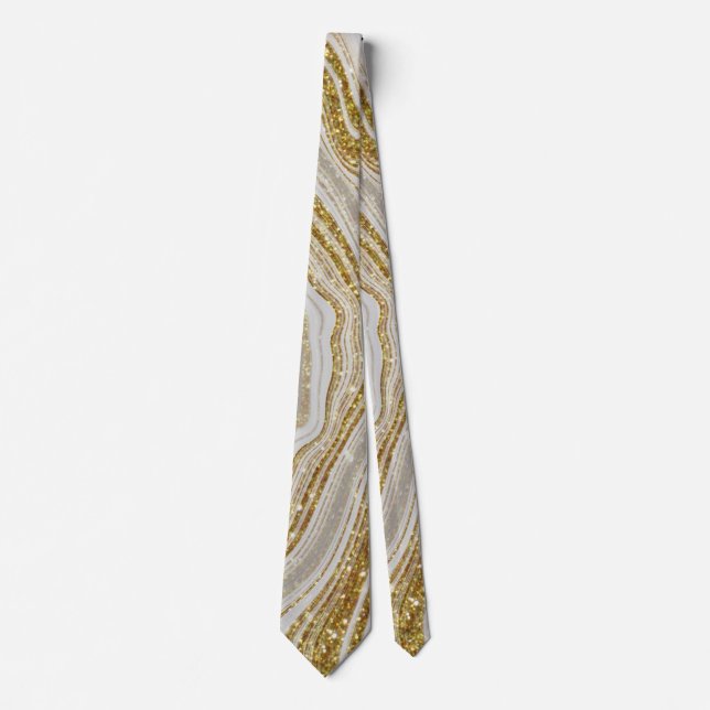 Moderne, elegante Silver Gold Wedding/Business Krawatte (Vorderseite)