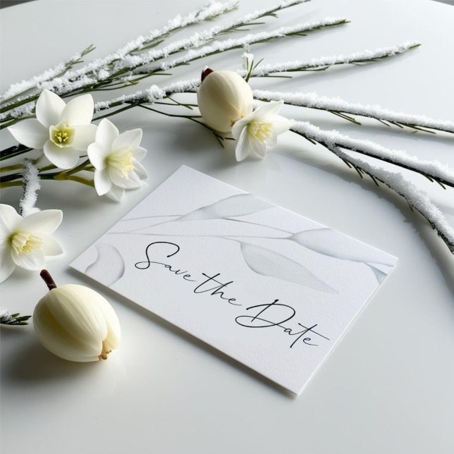 Moderne Elegante Silver Winter Blätter Wasserfarbe Postkarte (Von Creator hochgeladen)