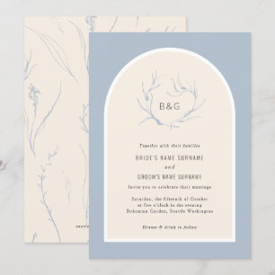 Moderne Elegante Simple Arch Dusty Blue Wedding Einladung