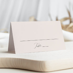 Moderne elegante Skript-Cream-Hochzeit Platzkarte
