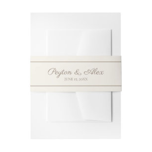 Moderne elegante Skript Creme Braun Hochzeit Einladungsbanderole