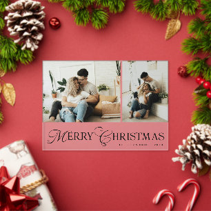 Moderne elegante Skript-Foto-Collage-Weihnachtskar Acryleinladungen