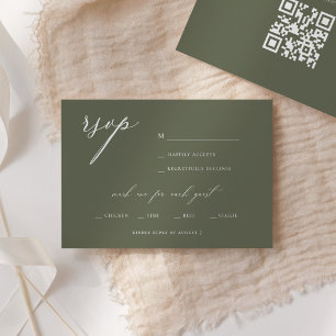 Moderne elegante Skript-Oliv-Hochzeits-RSVP Einladung