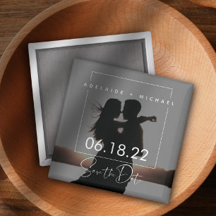 Moderne elegante Skript-Paar-Foto-Save-the-Date-Ka Magnet