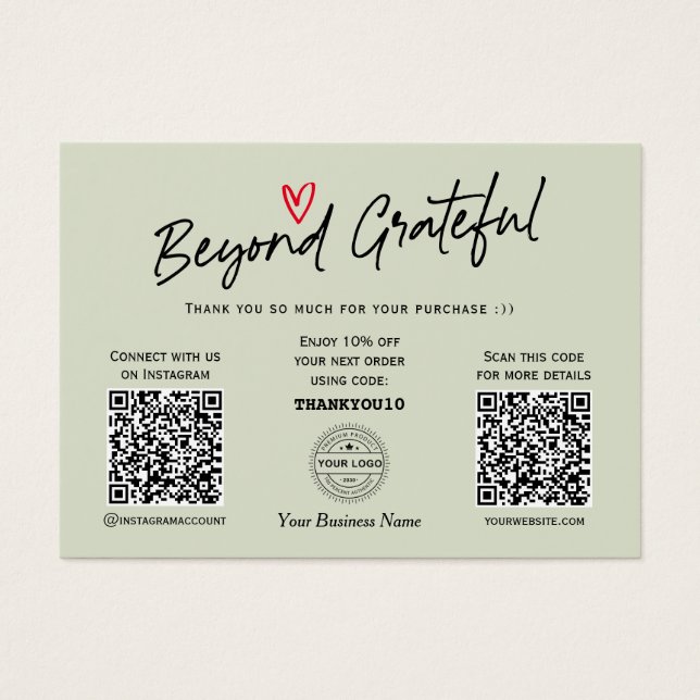 Moderne elegante Skript trendy QR Code Geschenkkar (Vorderseite)