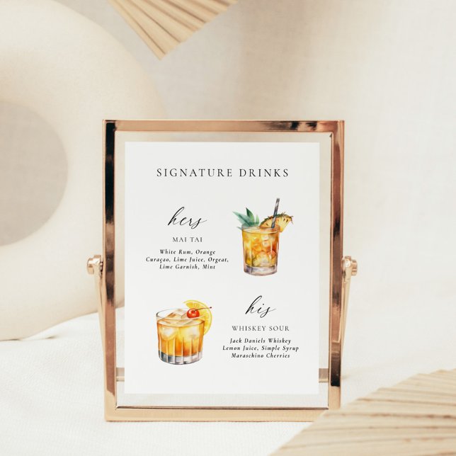 Moderne, elegante Skriptsignatur Drinks Cocktail Poster (Von Creator hochgeladen)