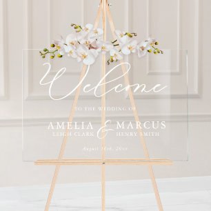Moderne, elegante SkriptWedding Willkommen Acrylschild