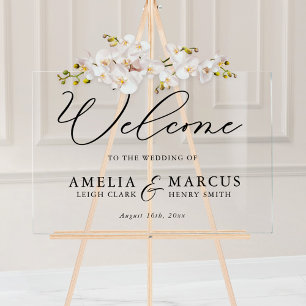 Moderne, elegante SkriptWedding Willkommen Acrylschild