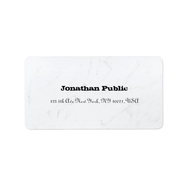 Moderne Elegante Sleek White Marble Schlichte Adre Adressaufkleber (Vorne)