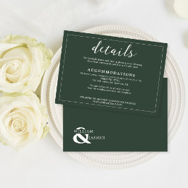 Moderne elegante Smaragdgrüne Grenz-Hochzeit Begleitkarte