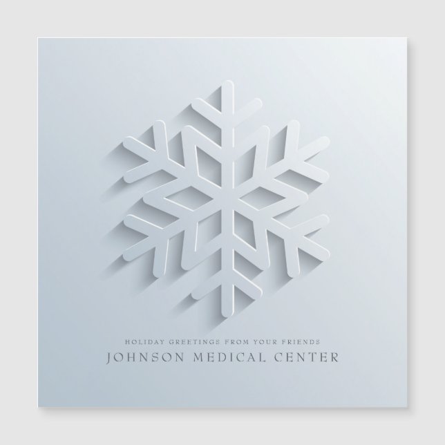 Moderne elegante Snowflake Medical Holiday Grüße Magnetkarte (Vorderseite)