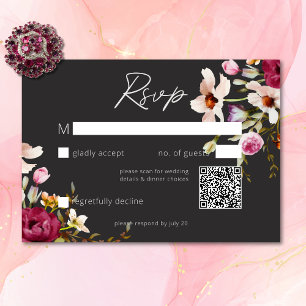 Moderne elegante Sommermesse Schwarze Hochzeit RSVP Karte