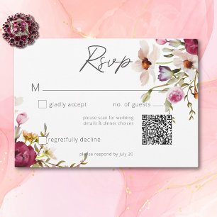 Moderne elegante Sommerwiese Floral Weiße Hochzeit RSVP Karte