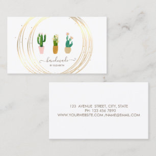 Moderne elegante, stilvolle, goldene Zirkel Cactus Visitenkarte