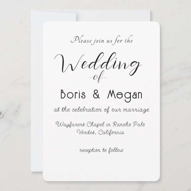 Moderne Elegante stilvolle Hochzeitseinladung Einladung (Vorderseite)