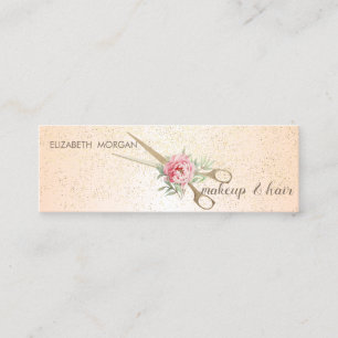 Moderne Elegante Stilvolle, Konfetti, Schere, Rose Mini Visitenkarte