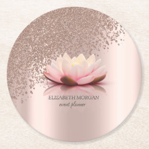 Moderne elegante stilvolle Rose-Gold-Diamanten-Lot Runder Pappuntersetzer