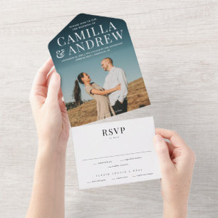 Moderne elegante stilvolle RSVP-Hochzeit All In One Einladung