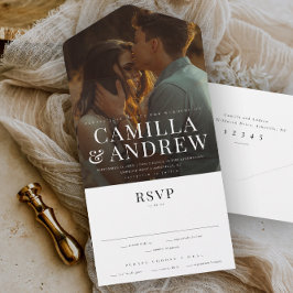 Moderne elegante stilvolle RSVP-Hochzeit All In One Einladung