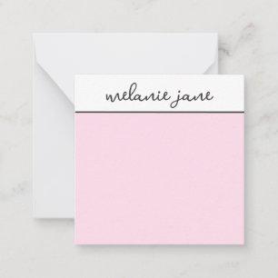 Moderne elegante, stilvolle Script Pink Flat Note  Mitteilungskarte