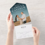 Moderne Elegante stilvolle UAWG Wedding All In One Einladung<br><div class="desc">Ein modernes Overlay mit großen Namen und ein volles Foto sind die Merkmale auf diesem alles in einer Hochzeitseinladung mit einer Antwortkarte.</div>