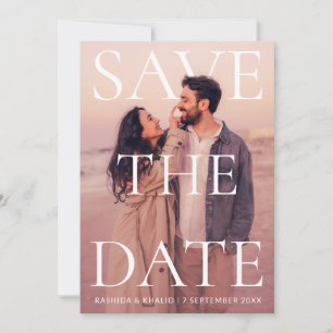 Moderne elegante Strand-Foto-Typografie-Hochzeit Save The Date