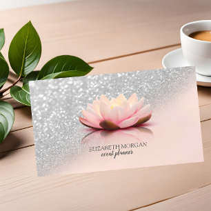 Moderne Elegante Stylische Silber Glitter Bokeh Lo Visitenkarte