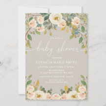 Moderne elegante Taupe Peach Floral Baby Dusche