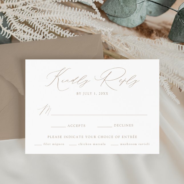 Moderne Elegante Taupe RSVP Karte (Von Creator hochgeladen)