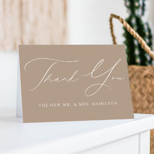 Moderne Elegante Taupe Wedding Dankeskarte