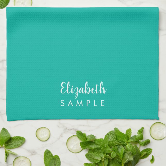 Moderne Elegante Template Typografy Name Best Aqua Geschirrtuch (Gefaltet)