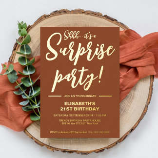 Moderne Elegante Terracotta 21. Überraschung Gebur Folieneinladung