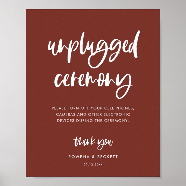 Moderne elegante Terracotta Unplugged Zeremonie Poster (Vorne)