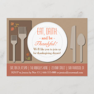 Moderne elegante Thanksgiving-Dinnerparty Einladung