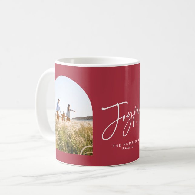 Moderne elegante trendige Typografie froh Weihnach Kaffeetasse (Vorderseite Links)