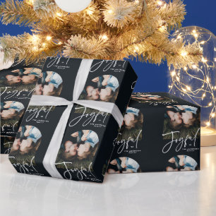 Moderne elegante trendige Typografie schwarz fröh Geschenkpapier