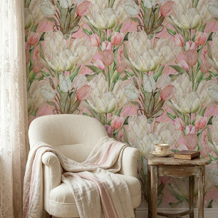 Moderne Elegante Tulips mit goldenem Muster Tapete