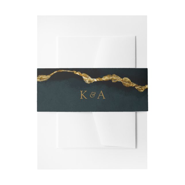 Moderne elegante Türkis Gold Agate Hochzeit Einladungsbanderole (Vorderseite Beispiel)
