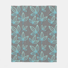 Moderne elegante türkisfarbene Blätter Fleecedecke