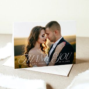 Moderne Elegante Typografie 2 Foto Hochzeit Dankeskarte