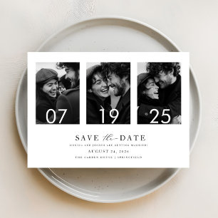 Moderne elegante Typografie   4 FOTO SAVE THE DATE Einladung