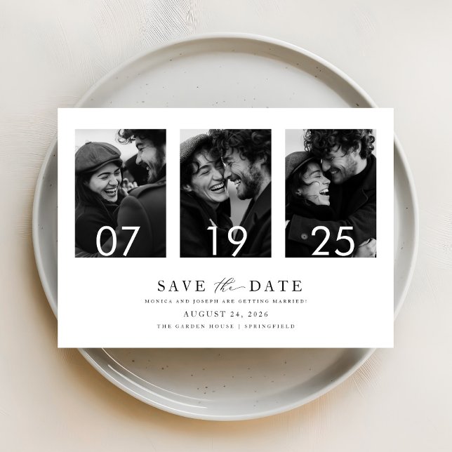 Moderne elegante Typografie | 4 FOTO SAVE THE DATE Einladung (Von Creator hochgeladen)