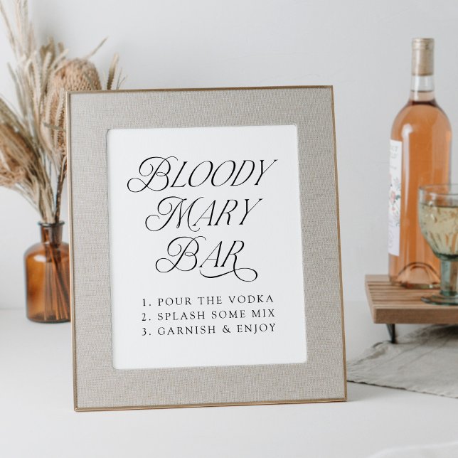 Moderne elegante Typografie Bloody Mary Bar Sign Poster (Von Creator hochgeladen)
