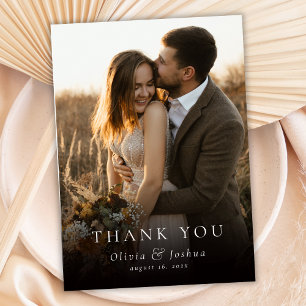 Moderne elegante Typografie Foto-Overlay-Hochzeit Dankeskarte