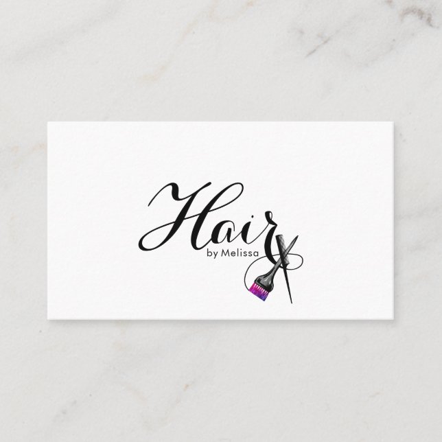 Moderne, elegante Typografie Haare nach Weiß Visitenkarte (Vorderseite)