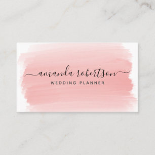 Moderne elegante Typografie Rosa Wasserfarbe Visitenkarte
