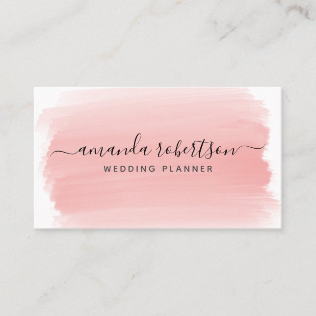 Moderne elegante Typografie Rosa Wasserfarbe Visitenkarte (Vorderseite)