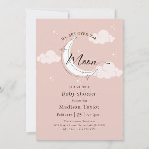 Moderne elegante Über-den-Mond-Baby-Party Einladung